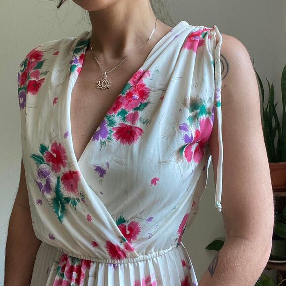 60s vintage floral midi dress - Picture 2 of 8